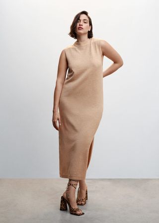 Mango + Side Slit Knit Dress