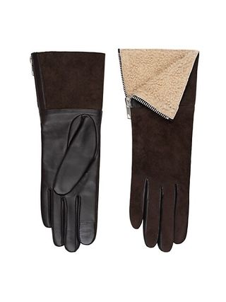Carolina Amato + Touch Tech Shearling-Lined Leather Gloves