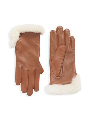 UGG + Shearling-Trimmed Leather Gloves