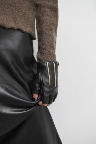 Zara + Leather Fingerless Gloves