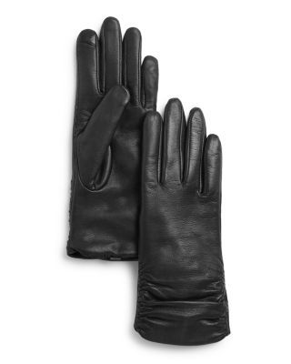 Fownes + Metisse Ruched Leather Tech Gloves