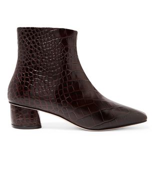 Loq + Matea Croc-Effect Leather Ankle Boots