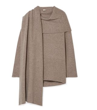 The Row + Merriah Scarf-Trimmed Mélange Cashmere-Blend Sweater
