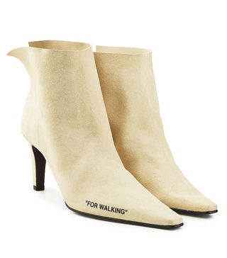 Off-White + For Walking Suede Leather Ankle Boots