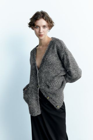 Zara + Long-Knit Cardigan