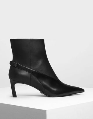 Charles & Keith + Slingback Effect Leather Ankle Boots