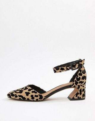 ASOS Design + Smokey Mid Heels in Leopard