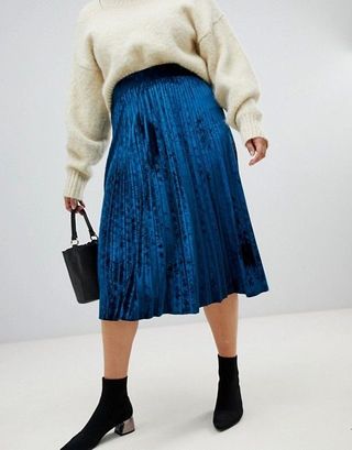 Lost Ink + Pleated Skirt in Velvet