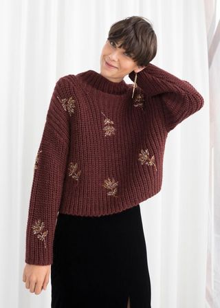& Other Stories + Beaded Floral Knit Sweater