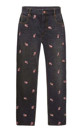 Étoile Isabel Marant + Cliffy Embroidered High-Waist Slim-Leg Jeans