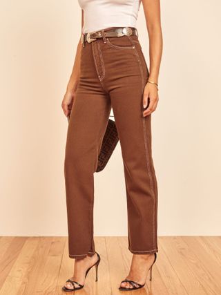The Reformation + Cowboy High Rise Straight Jeans
