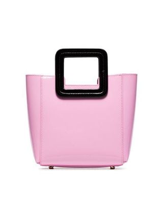 Staud + Pink and Black Shirley Mini Patent Leather Tote Bag