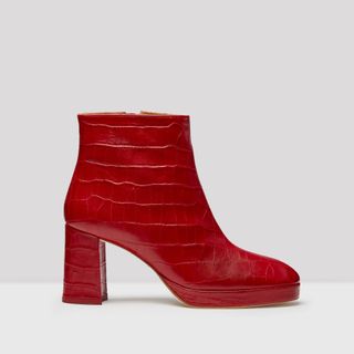 Miista + Edith Red Croc Leather Boots