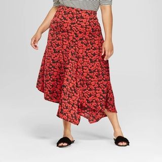Who What Wear + Seamed Asymmetric Hem Slip Skirt