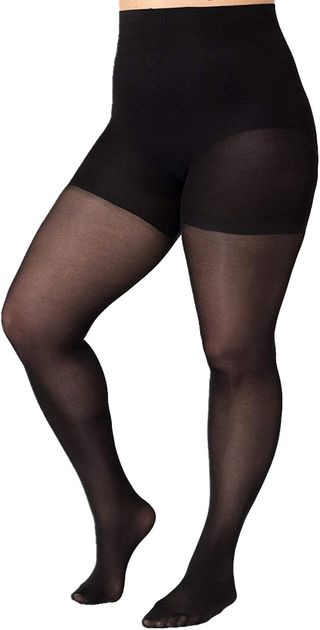Shapermint + Solid Black Opaque Tights With Nylon Control Top