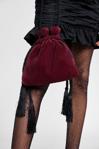 Zara + Pleated Crossbody Bucket Bag
