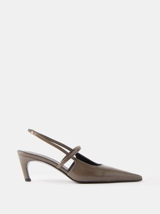 Toteme + Point-Toe Patent-Leather Slingback Pumps