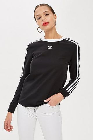 Topshop + Three Stripe Long Sleeve T-Shirt by Adidas