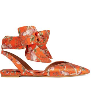 Tabatha Simmons x Johanna Ortiz + Vera Printed Silk-Satin and Crepe de Chine Point-Toe Flats