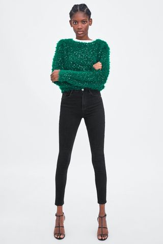 Zara + Textured Sequin Sweater