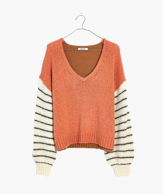 Madewell + Balloon-Sleeve Pullover Sweater in Colorblock