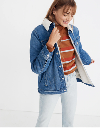 Madewell + The Oversized Jean Jacket in Pinehill Wash: Sherpa Edition