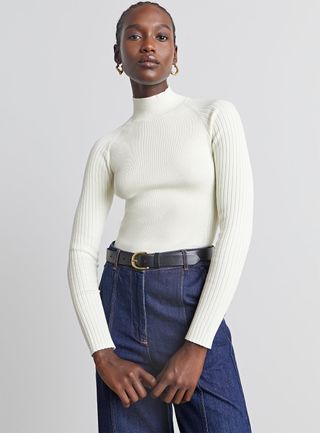 Who What Wear Collection + Kimmy Mix-Ribbed Mock-Neck Sweater