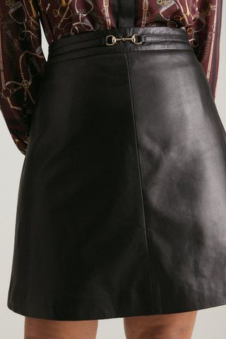 Karen Millen + Curve Leather Mini Skirt
