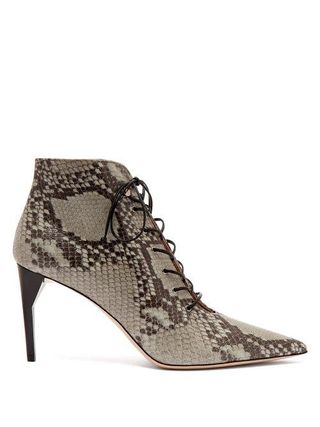 Miu Miu + Python Effect Leather Ankle Boots