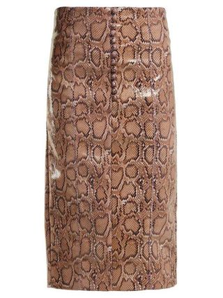 Hillier Bartley + Python Effect Faux Leather Pencil Skirt