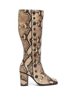 Rue St + Lana Snake Effect Leather Knee High Boots
