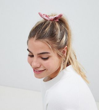 My Accessories + Pink Velvet Scrunchie With Bow