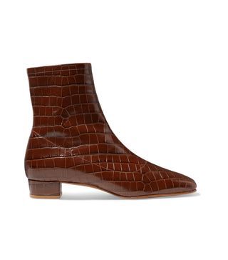 By Far + Este Croc-Effect Leather Ankle Boots