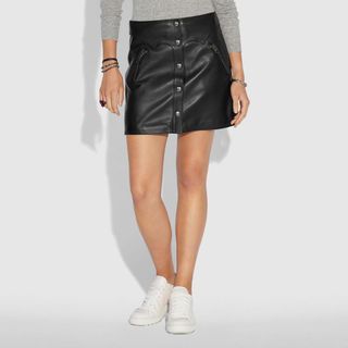 Coach + Leather Skirt