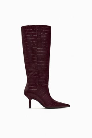 Zara + Mock Croc Heeled Boots