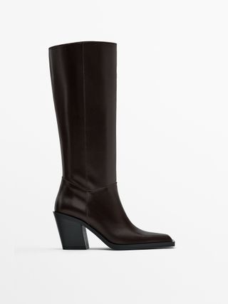 Massimo Dutti + Leather Heeled Boots
