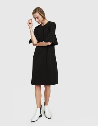 Ganni + Clark Flounce Sleeve Dress in Black