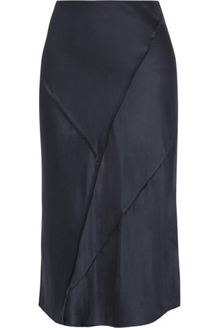 Vince + Paneled Silk-Satin Midi Skirt