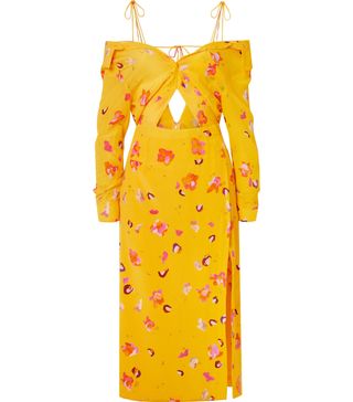 Altuzarra + Adele Cold-Shoulder Cutout Floral-Print Silk Crepe de Chine Midi Dress