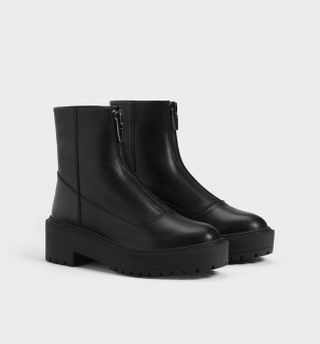 Bershka + Leather Ankle Boots With Zippers