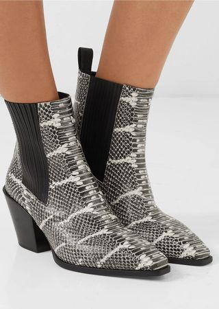 Aeydē + Kate Snake-Effect Leather Ankle Boots