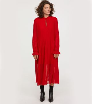 H&M + Pleated Chiffon Dress