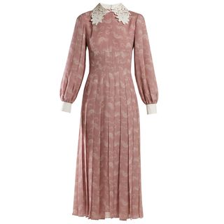Fendi + Lace-Collar Paisley-Print Silk Midi Dress