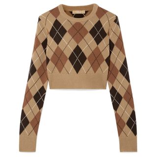 Michael Kors Collection + Cropped Argyle Cashmere Sweater
