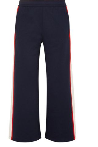 Tory Sport + Cropped Striped Stretch-Knit Track Pants