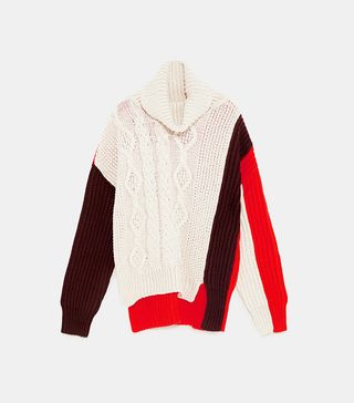 Zara + Color Black Cable Knit Sweater