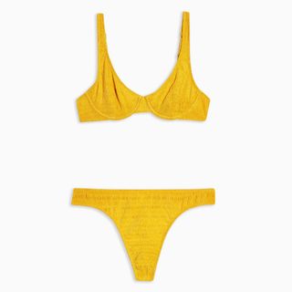 Topshop + Yellow Ruched Underwear Set