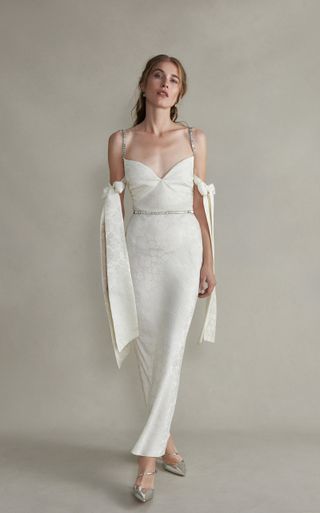 Markarian + Rhett Jeweled Cami Strap Dress With Arm Bow Detail