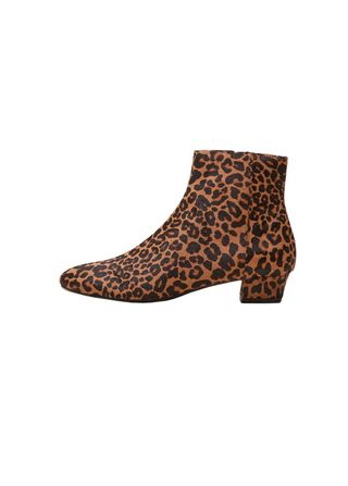 Mango + Leopard-Print Leather Ankle Boots
