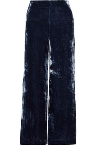 Staud + Margaux Crushed-Velvet Wide-Leg Pants